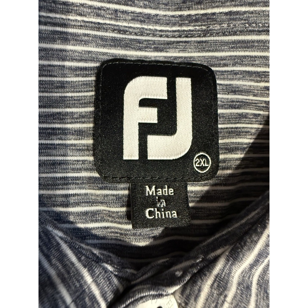 FootJoy Golf Polo Shirt Mens 2XL Gray White Striped Stretch Performance FJ EUC - Picture 3 of 8